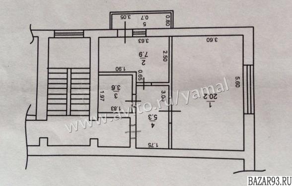 Продам квартиру 1-к квартира 38 м² на 2 этаже 5-этажного кирпичного дома
