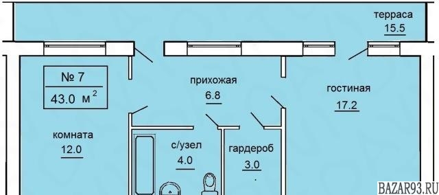 Продам квартиру в новостройке 1-к квартира 43 м² на 1 этаже 2-этажного кирпичног