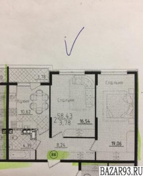 Продам квартиру в новостройке 2-к квартира 60. 3 м² на 3 этаже 5-этажного моноли