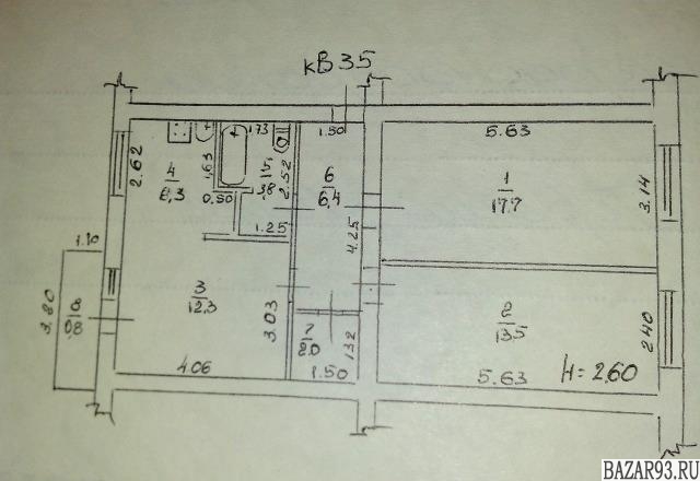Продам квартиру 3-к квартира 63 м² на 5 этаже 5-этажного кирпичного дома