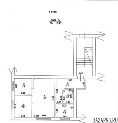 Продам квартиру 3-к квартира 44. 8 м² на 1 этаже 2-этажного кирпичного дома