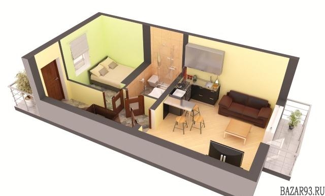 Продам квартиру в новостройке 1-к квартира 37 м² на 3 этаже 3-этажного монолитно